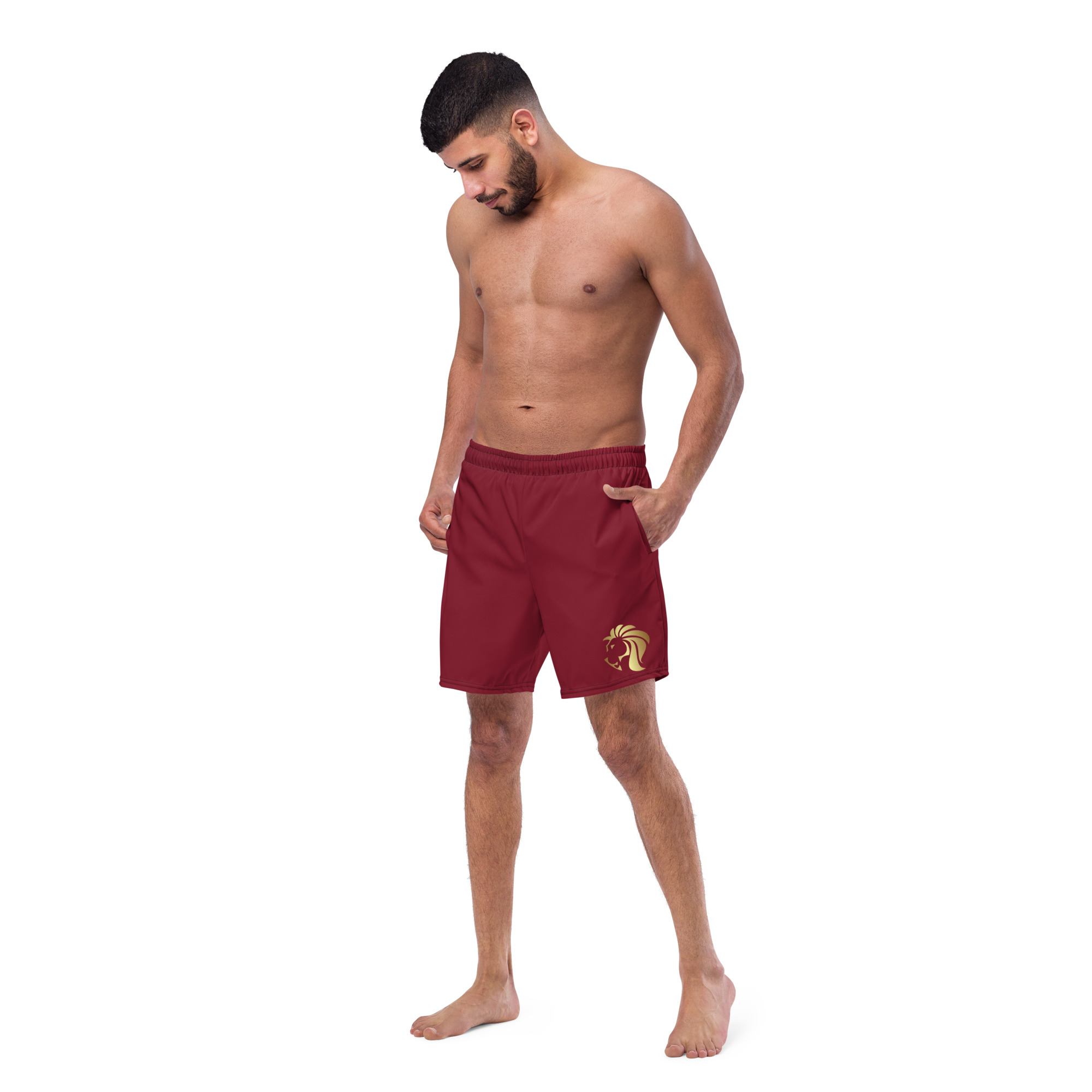 Burgundy Logo Swim Trunks - Image 2
